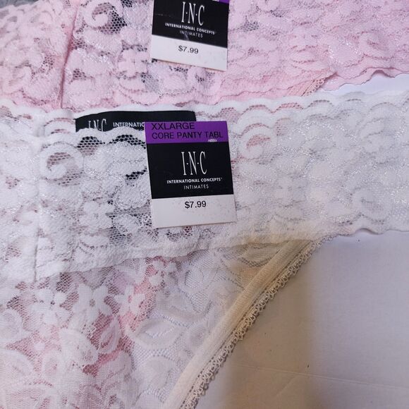 INC International Concepts Lace Thong Womens XXL Neutral Colors Set Of 5 - Picture 2 of 6